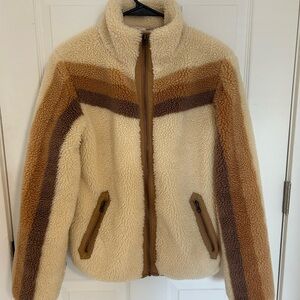 Faherty Women's Cream and Brown Sherpa Jacket